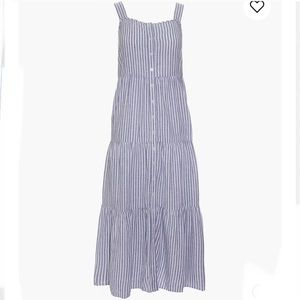 Madewell Linen-blend Button-front Tiered Dress